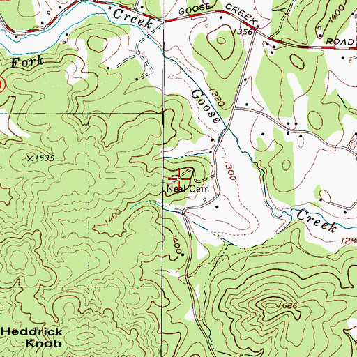 Topographic Map of Neal Cemetery, NC