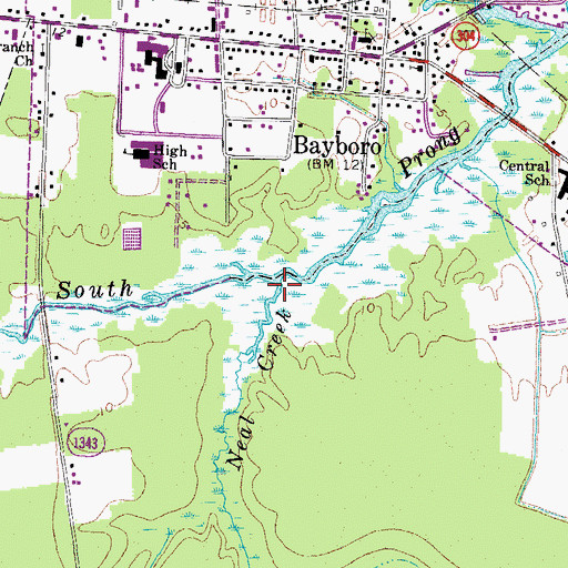 Topographic Map of Neal Creek, NC
