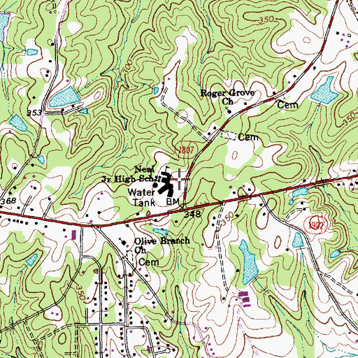 Topographic Map of Neal Middle School, NC
