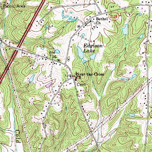Topographic Map of Near the Cross Church, NC