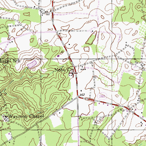 Topographic Map of Nebo Church, NC