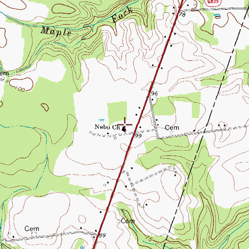 Topographic Map of Nebo Church, NC