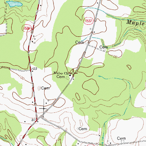 Topographic Map of Nebo Church Cemetery, NC
