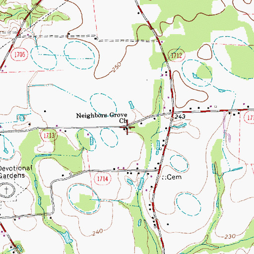 Topographic Map of Neighbors Grove Church, NC