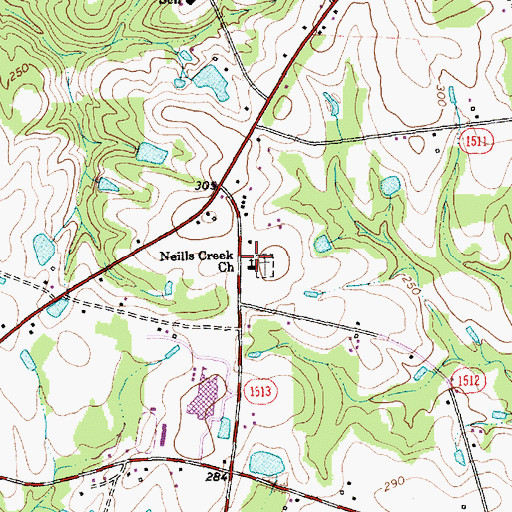 Topographic Map of Neills Creek Church, NC