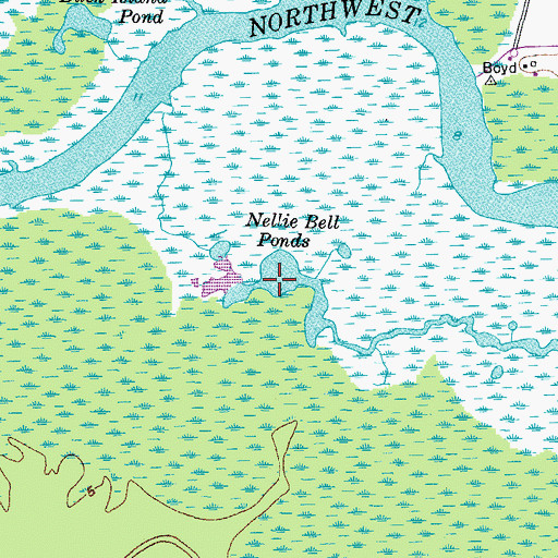 Topographic Map of Nellie Bell Ponds, NC