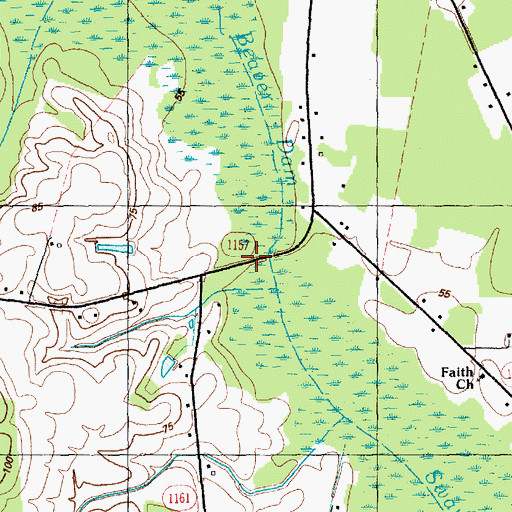 Topographic Map of Nellie Ford Bridge, NC