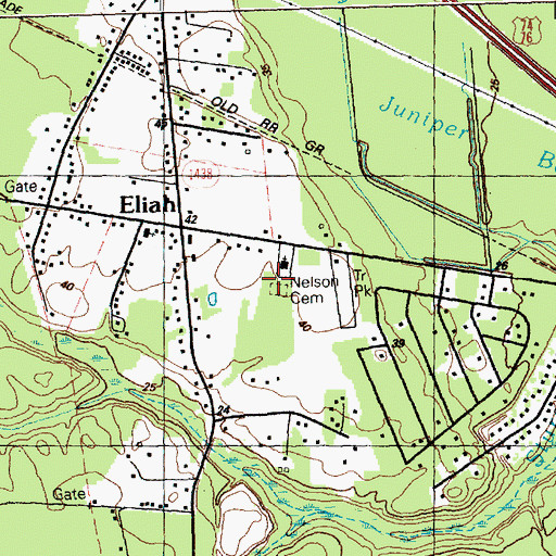 Topographic Map of Nelson Cemetery, NC