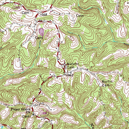 Topographic Map of Nelson Cemetery, NC