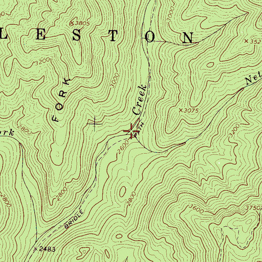 Topographic Map of Nettle Creek, NC
