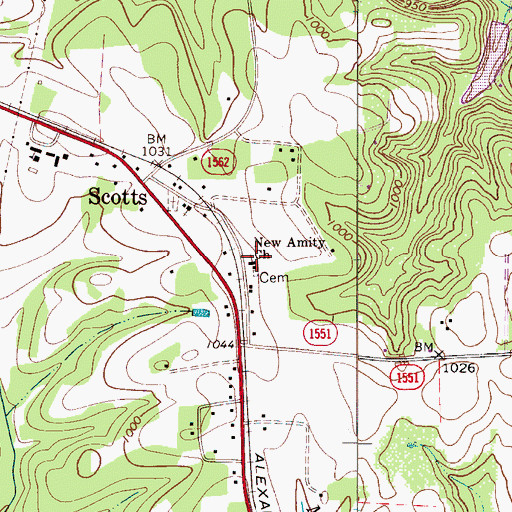 Topographic Map of New Amity Church, NC