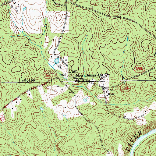 Topographic Map of New Bensalem Church, NC