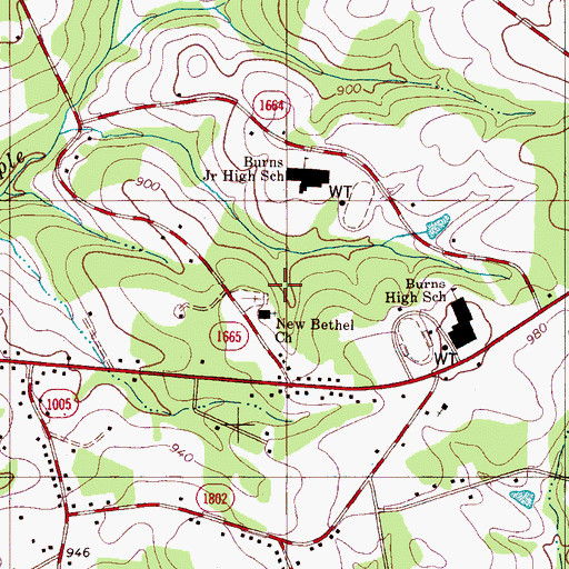 Topographic Map of New Bethel Church, NC