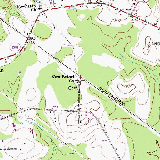 Topographic Map of New Bethel Church, NC