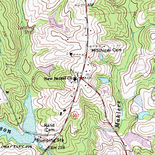 Topographic Map of New Bethel Church, NC