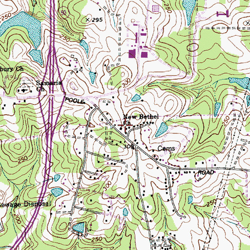 Topographic Map of New Bethel Church, NC