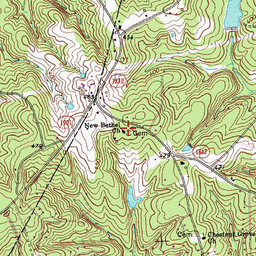 Topographic Map of New Bethel Church, NC
