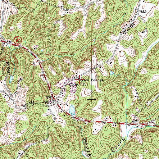 Topographic Map of New Bethel Church, NC