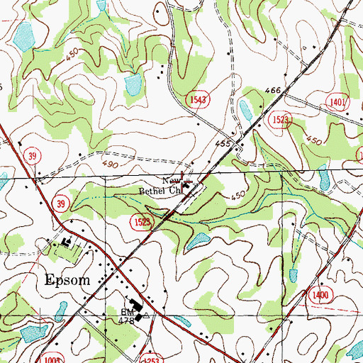 Topographic Map of New Bethel Church, NC