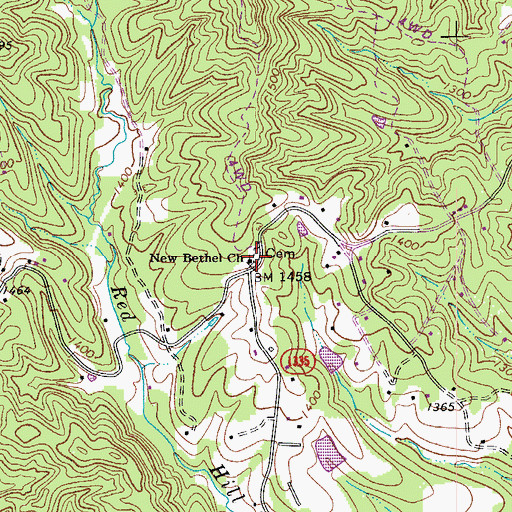 Topographic Map of New Bethel Baptist Church, NC