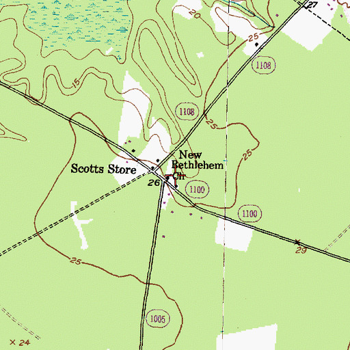 Topographic Map of New Bethlehem Church, NC