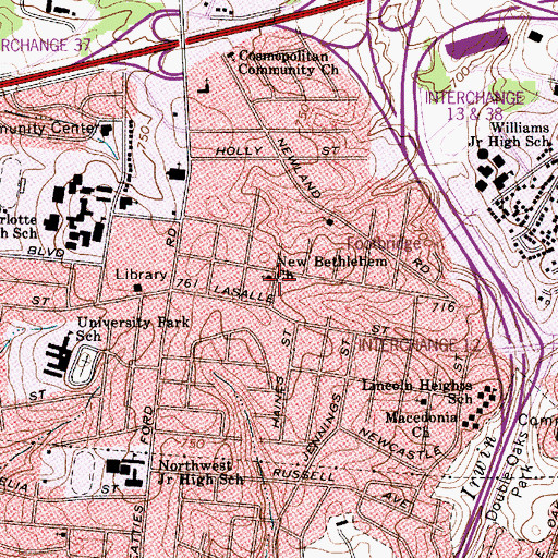 Topographic Map of New Bethlehem Church, NC