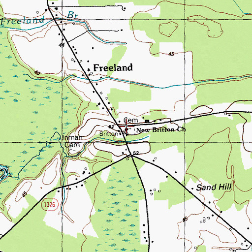 Topographic Map of New Britton Church, NC