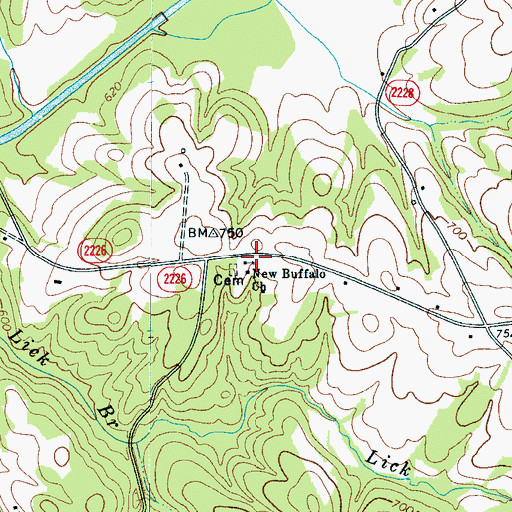 Topographic Map of New Buffalo Church, NC