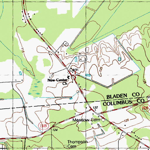 Topographic Map of New Center Church, NC