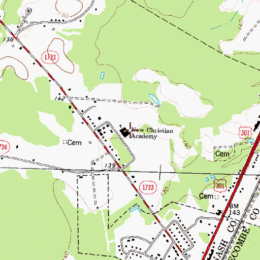 Topographic Map of New Christian Academy, NC