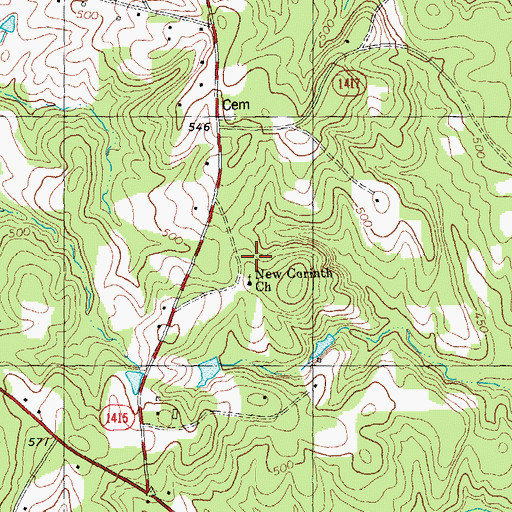 Topographic Map of New Cornith Church, NC