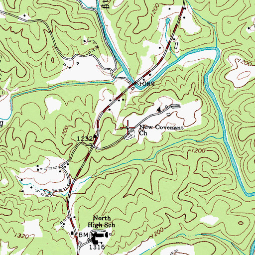 Topographic Map of New Covenant Baptist Church, NC