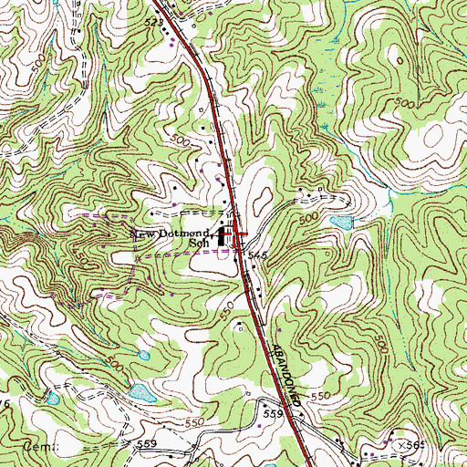 Topographic Map of New Dotmond School, NC
