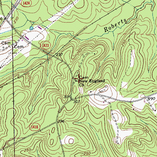 Topographic Map of New England Church, NC