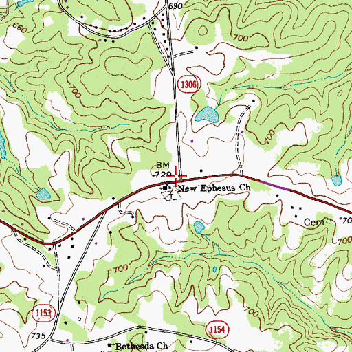 Topographic Map of New Ephesus Church, NC