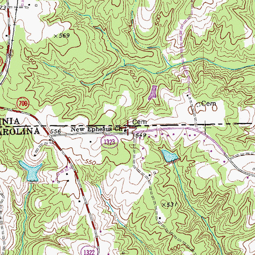 Topographic Map of New Ephesus Church, NC