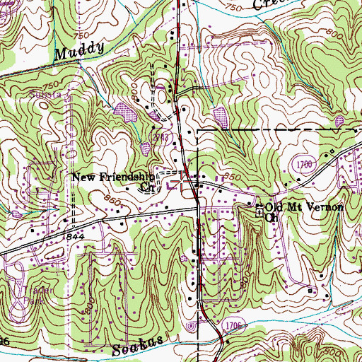 Topographic Map of New Friendship Baptist Church, NC