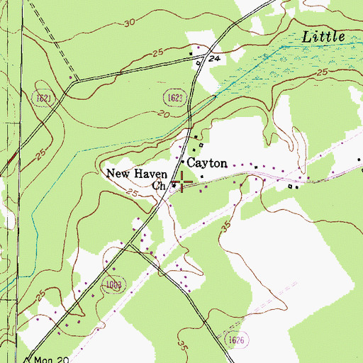 Topographic Map of New Haven Church, NC