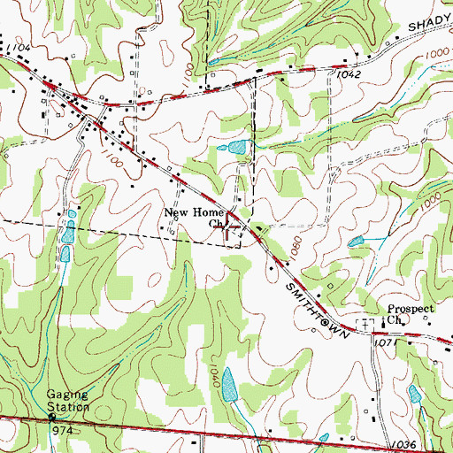 Topographic Map of New Home United Methodist Church, NC