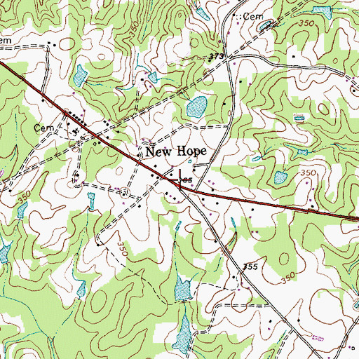 Topographic Map of New Hope, NC