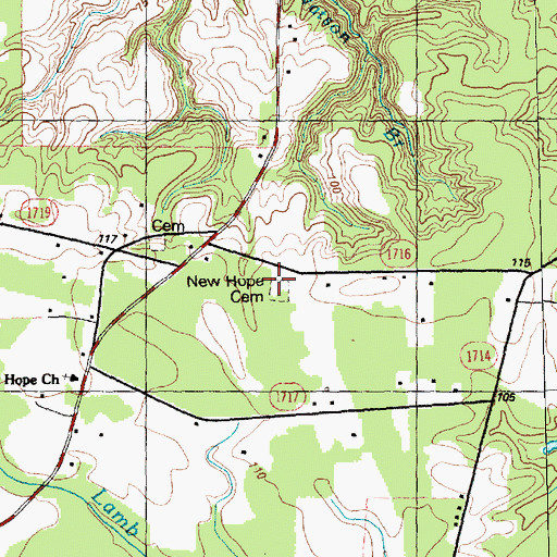 Topographic Map of New Hope Cemetery, NC