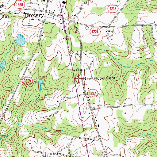 Topographic Map of New Hope Cemetery, NC