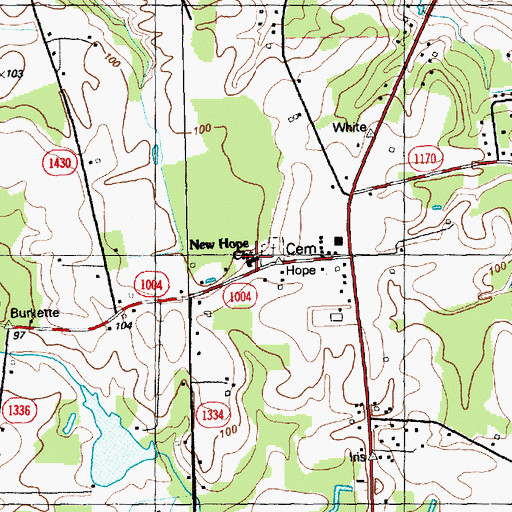 Topographic Map of New Hope Church, NC