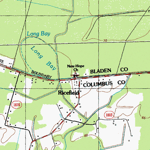 Topographic Map of New Hope Church, NC
