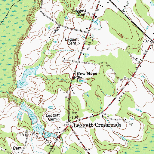 Topographic Map of New Hope Church, NC