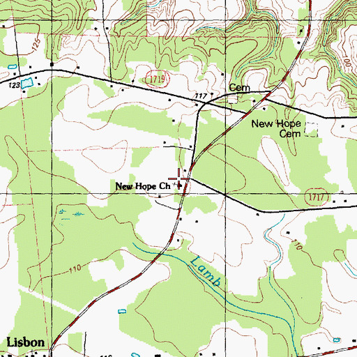 Topographic Map of New Hope Church, NC