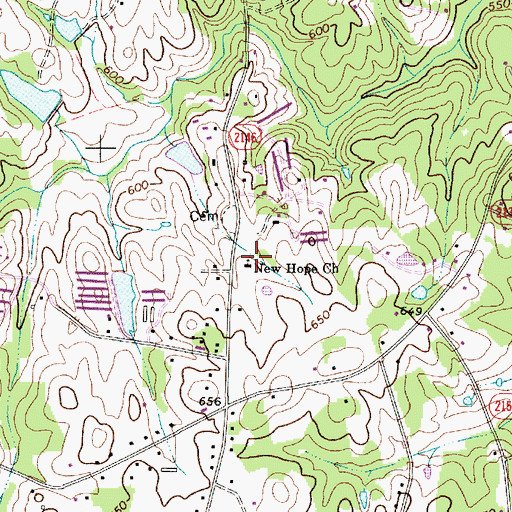 Topographic Map of New Hope Church, NC