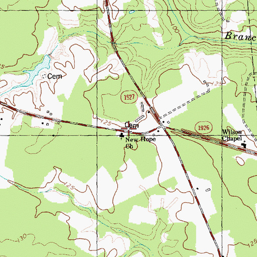 Topographic Map of New Hope Church, NC