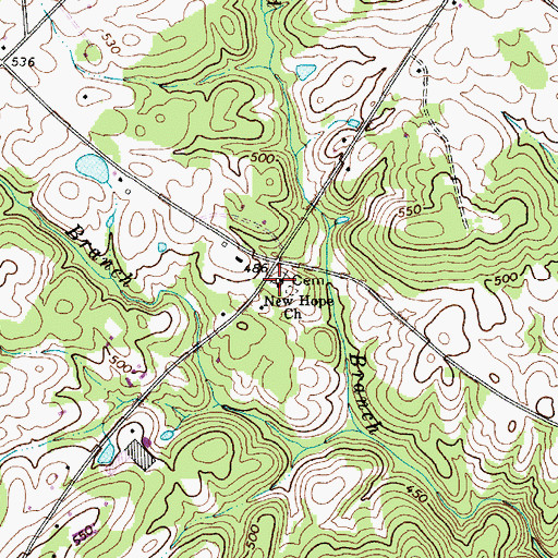 Topographic Map of New Hope Church, NC