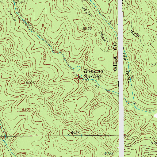 Topographic Map of Banana Spring, AZ